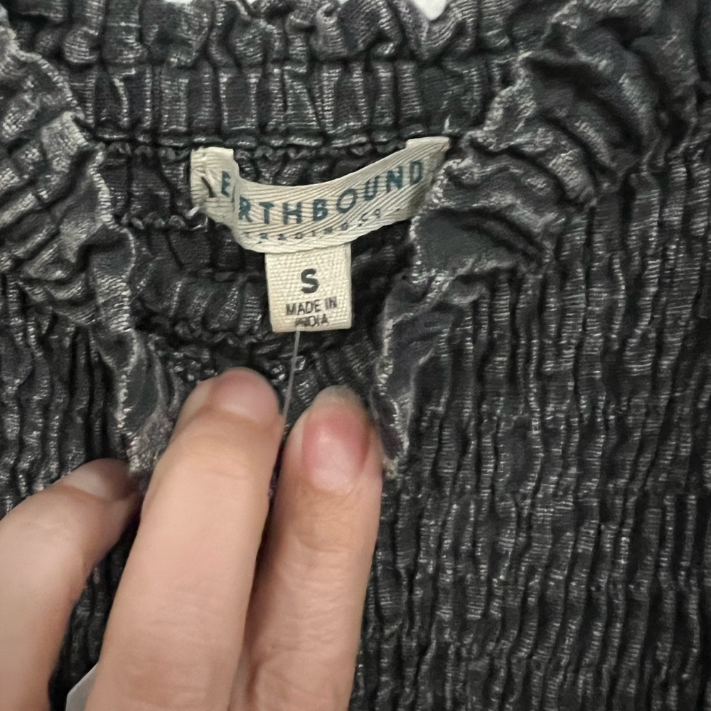 NEW EARTHBOUND Light Gray Embroidered Crescent Smocked Maxi Dress Size: Small - Picture 2 of 15